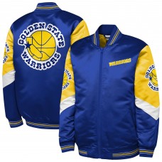 Подростковая Golden State Warriors Mitchell & Ness Royal Throw It Back Heavyweight Full-Zip Satin Jacket