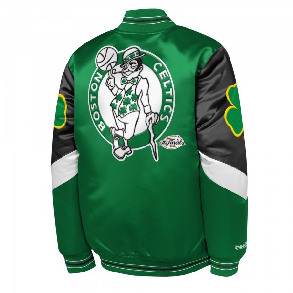 Подростковая Boston Celtics Mitchell & Ness Green Throw It Back Heavyweight Full-Zip Satin Jacket