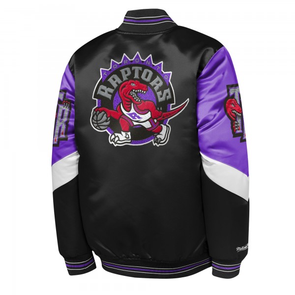 Подростковая Toronto Raptors Mitchell & Ness Black Throw It Back Heavyweight Full-Snap Satin Jacket
