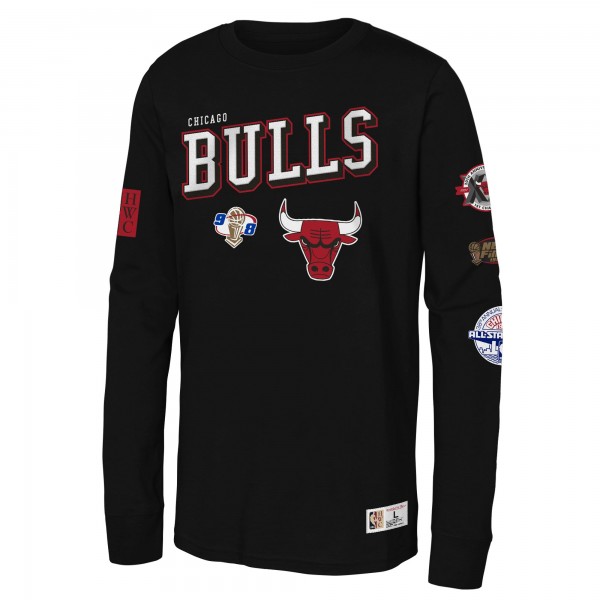 Подростковая Chicago Bulls Mitchell & Ness Black Hardwood Classics Training Camp Long Sleeve T-Shirt