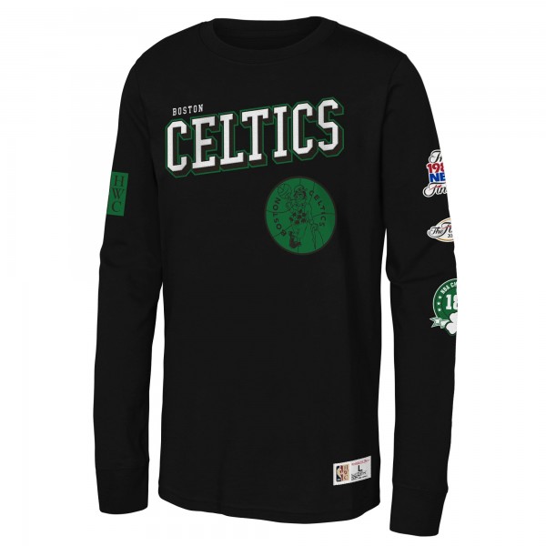 Подростковая Boston Celtics Mitchell & Ness Black Hardwood Classics Training Camp Long Sleeve T-Shirt