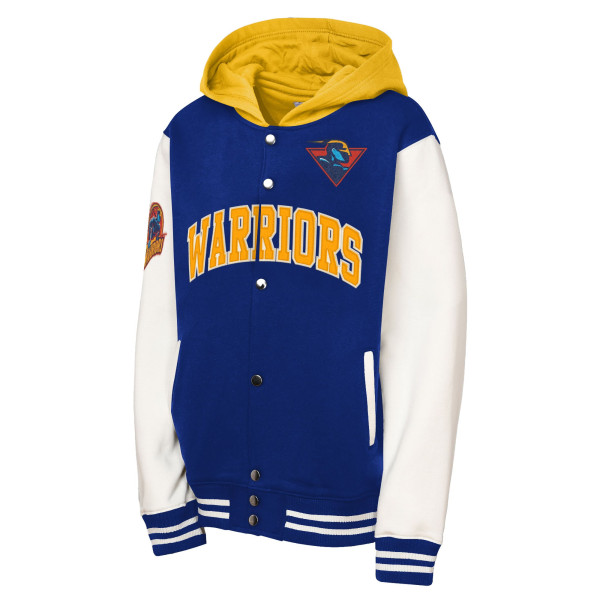 Детская толстовка Golden State Warriors Mitchell & Ness Royal Hardwood Classics Courtside Fleece Full-Snap Jacket