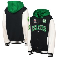Подростковая Boston Celtics Mitchell & Ness Black Hardwood Classics Courtside Fleece Full-Snap Hoodie Jacket