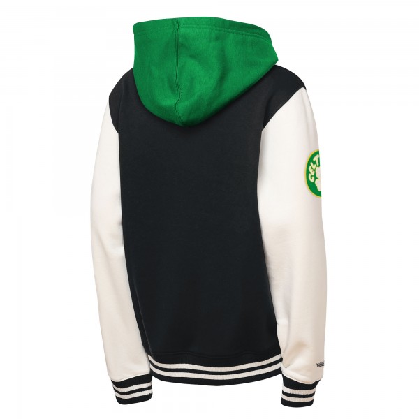 Подростковая Boston Celtics Mitchell & Ness Black Hardwood Classics Courtside Fleece Full-Snap Hoodie Jacket