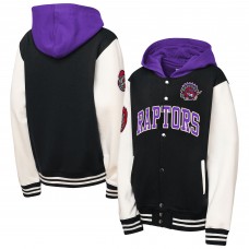 Подростковая Toronto Raptors Mitchell & Ness Black Hardwood Classics Courtside Fleece Full-Snap Hooded Jacket