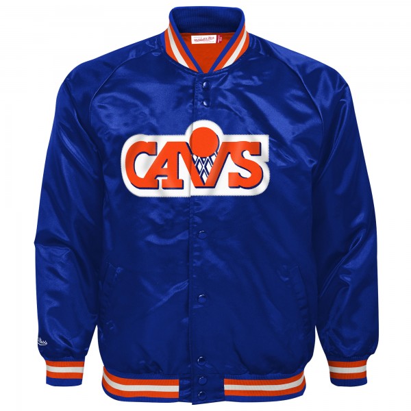 Подростковая Cleveland Cavaliers Mitchell & Ness Blue Hardwood Classics Satin Raglan Full-Snap Jacket