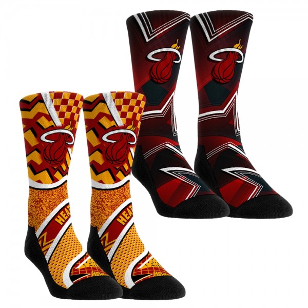 Unisex Miami Heat Rock Em Socks NBA Hoops Two-Pack Crew Socks Set