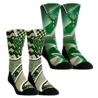 Unisex Milwaukee Bucks Rock Em Socks NBA Hoops Two-Pack Crew Socks Set