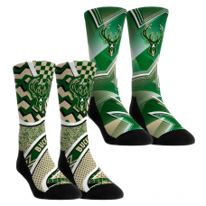 Подростковая Milwaukee Bucks Rock Em Socks NBA Hoops Two-Pack Crew Socks Set