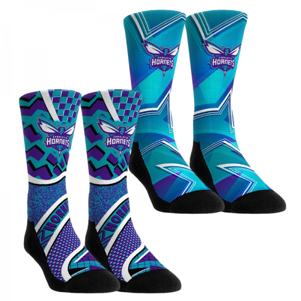Подростковая Charlotte Hornets Rock Em Socks NBA Hoops Two-Pack Crew Socks Set