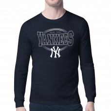 New York Yankees Starter Navy Team Track Graphic Long Sleeve T-Shirt