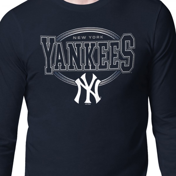 New York Yankees Starter Navy Team Track Graphic Long Sleeve T-Shirt