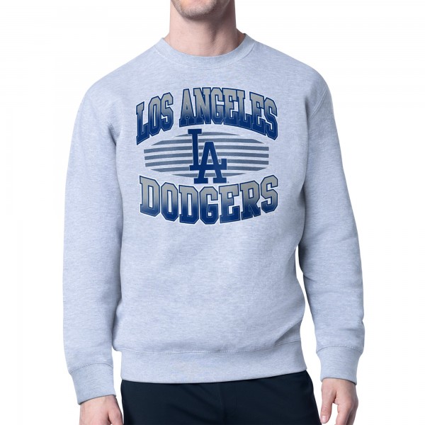 Los Angeles Dodgers Starter Heather Gray Team Grit Graphic Fleece Pullover Sweatshirt