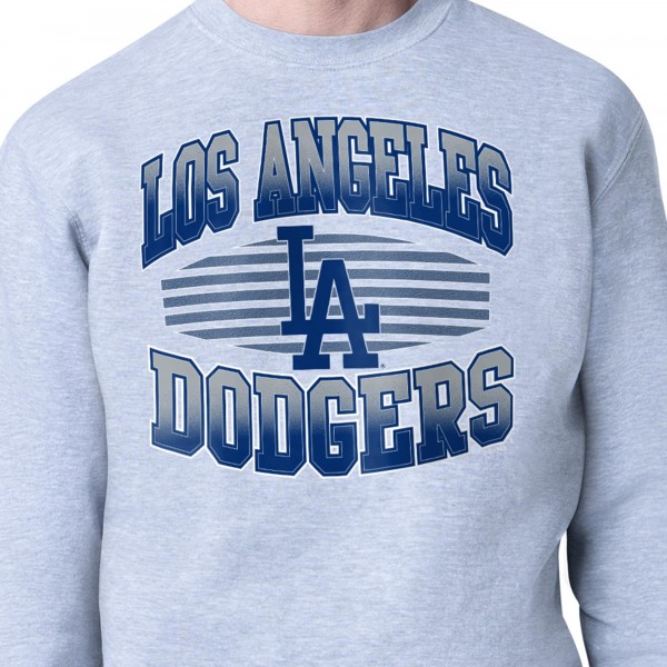 Los Angeles Dodgers Starter Heather Gray Team Grit Graphic Fleece Pullover Sweatshirt