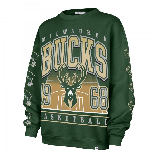 Женская Milwaukee Bucks 47 Hunter Green Go Big Oversized Sweatshirt