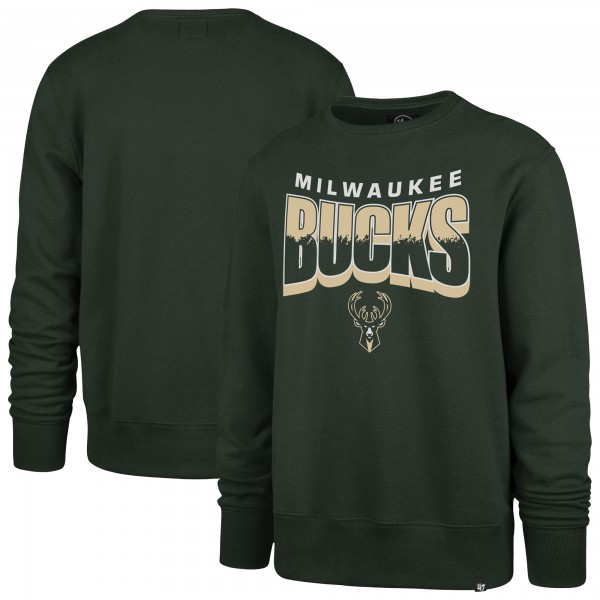 Unisex Milwaukee Bucks 47 Hunter Green Brush By Headline Crewneck Sweatshirt