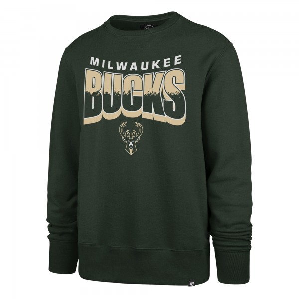 Unisex Milwaukee Bucks 47 Hunter Green Brush By Headline Crewneck Sweatshirt