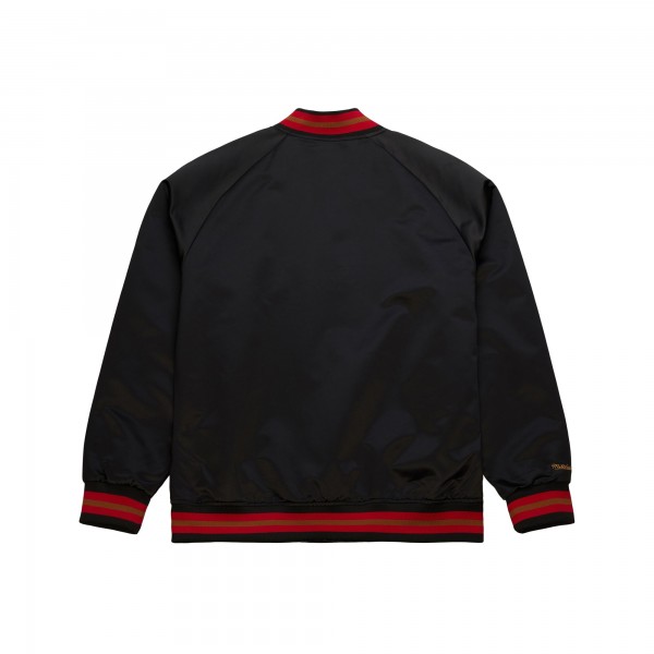 Philadelphia 76ers Mitchell & Ness Black Hardwood Classics Throwback Wordmark Raglan Full-Snap Jacket