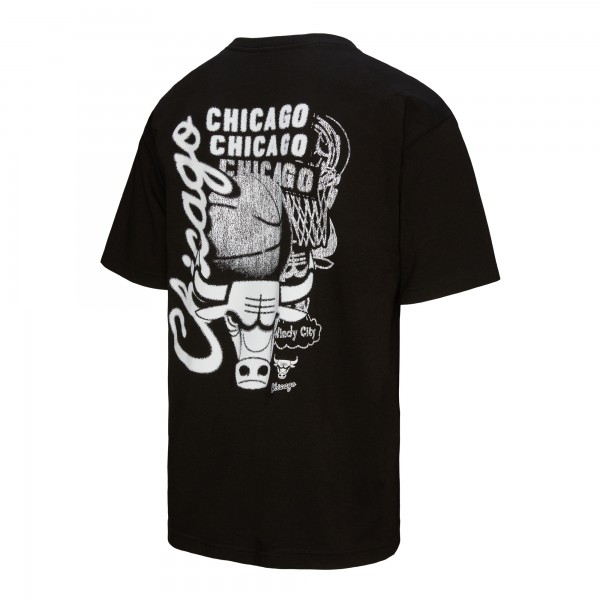 Chicago Bulls Mitchell & Ness Black Hardwood Classics Overlap T-Shirt