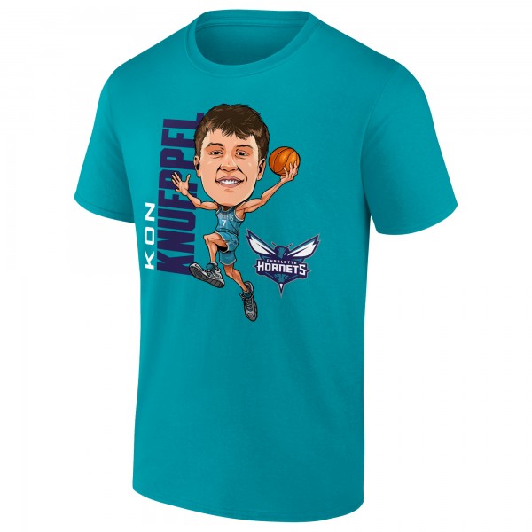 Charlotte Hornets Kon Knueppel Teal Caricature T-Shirt