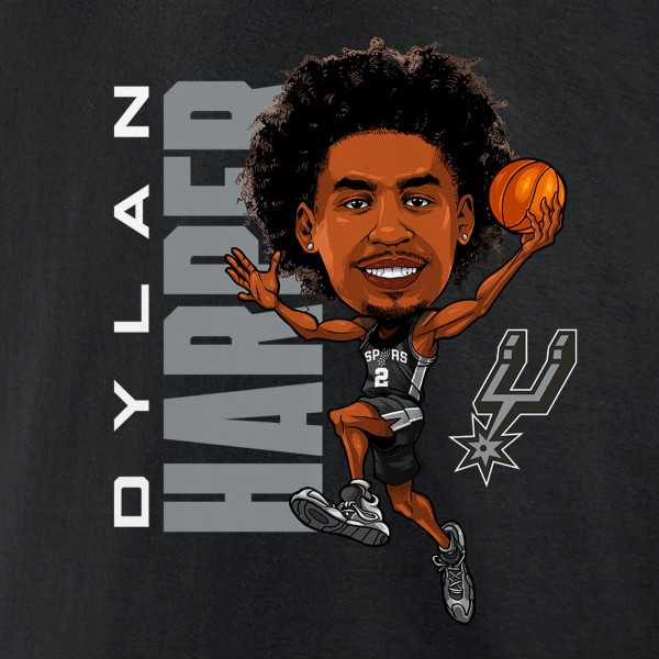 Футболка San Antonio Spurs Dylan Harper Black Caricature