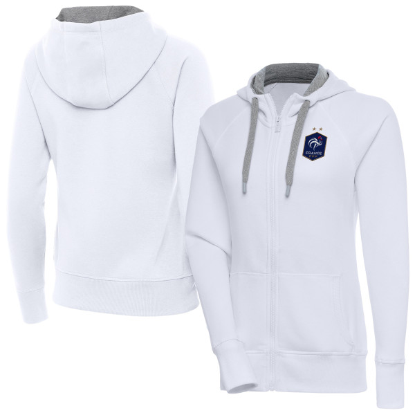 Женская Толстовка France National Team Antigua Takeover Full-Zip - White