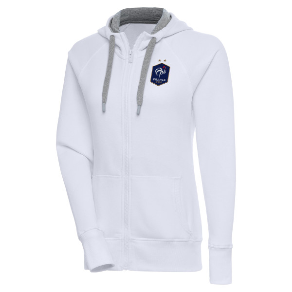 Женская Толстовка France National Team Antigua Takeover Full-Zip - White