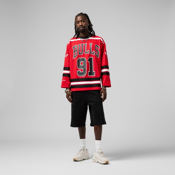 Unisex Chicago Bulls Dennis Rodman Mitchell & Ness Red Maxxed Out Fashion Hockey Jersey