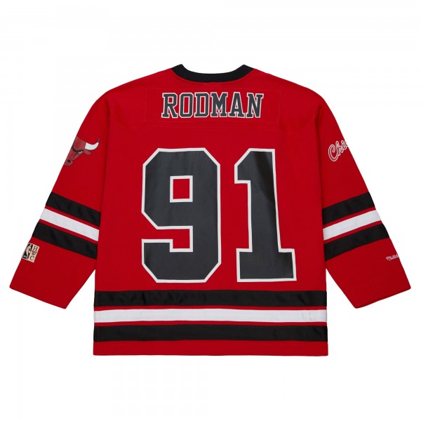 Unisex Chicago Bulls Dennis Rodman Mitchell & Ness Red Maxxed Out Fashion Hockey Jersey