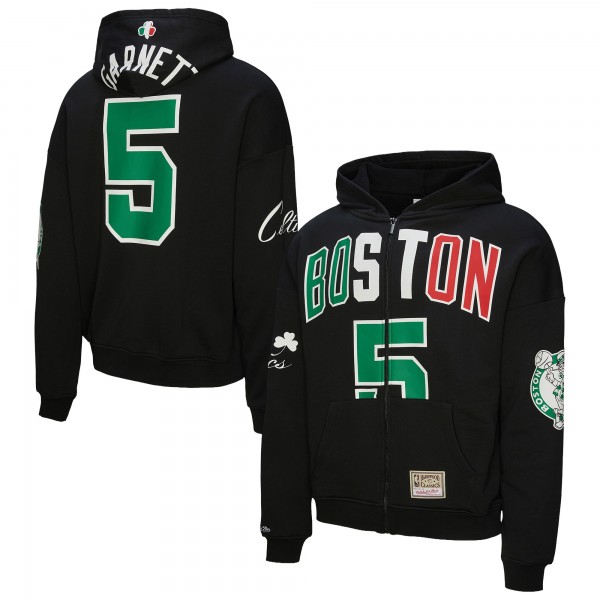 Unisex Boston Celtics Kevin Garnett Mitchell & Ness Black Hardwood Classics Maxxed Out Full-Zip Hoodie