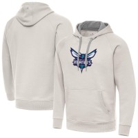 Charlotte Hornets Antigua Cream Big Logo Victory Pullover Hoodie