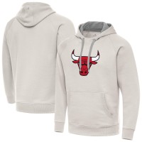 Chicago Bulls Antigua Cream Big Logo Victory Pullover Hoodie