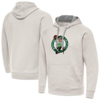 Boston Celtics Antigua Cream Big Logo Victory Pullover Hoodie