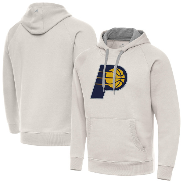 Indiana Pacers Antigua Cream Big Logo Victory Pullover Hoodie