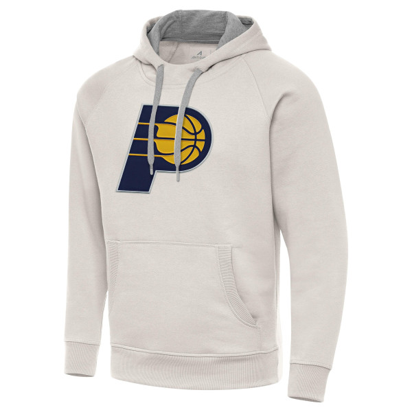 Indiana Pacers Antigua Cream Big Logo Victory Pullover Hoodie