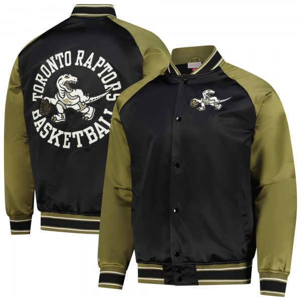 Toronto Raptors Mitchell & Ness Olive/Black Clutch Satin Raglan Full-Snap Jacket