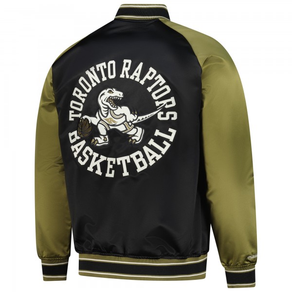 Toronto Raptors Mitchell & Ness Olive/Black Clutch Satin Raglan Full-Snap Jacket