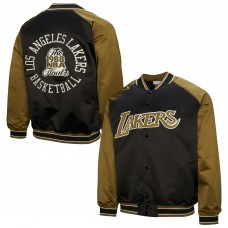 Los Angeles Lakers Mitchell & Ness Olive Clutch Satin Raglan Full-Snap Jacket