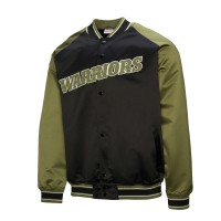 Golden State Warriors Mitchell & Ness Olive/Black Clutch Satin Raglan Full-Snap Jacket