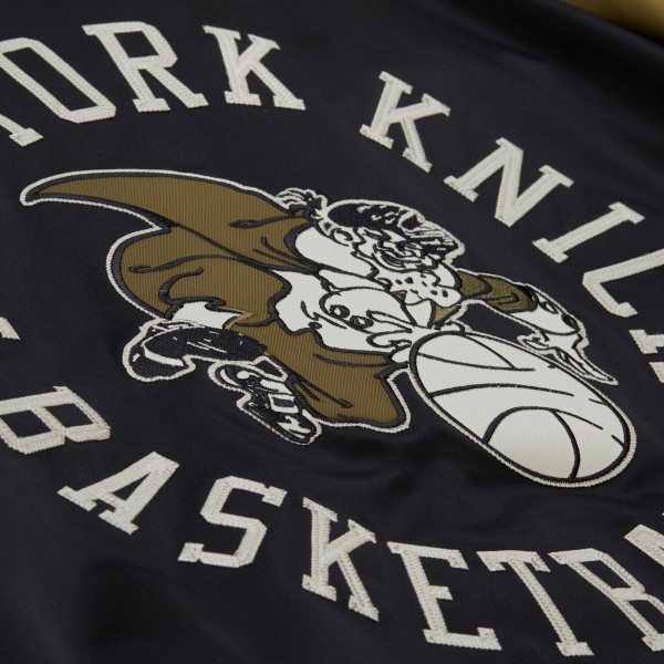 New York Knicks Mitchell & Ness Olive/Black Clutch Satin Raglan Full-Snap Jacket