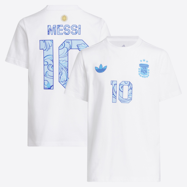 Подростковая Lionel Messi Argentina National Team adidas 2026 Away Jersey Hook Name & Number T-Shirt - White