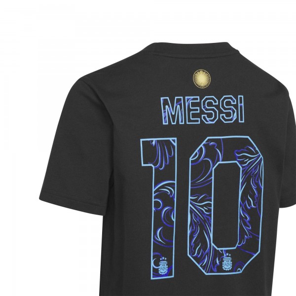 Подростковая Lionel Messi Argentina National Team adidas 2026 Away Jersey Hook Name & Number T-Shirt - Black