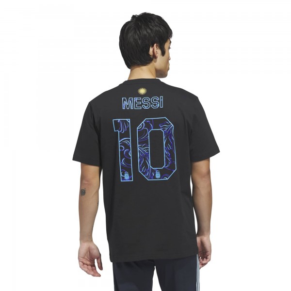 Lionel Messi Argentina National Team adidas 2026 Away Jersey Hook Name & Number T-Shirt - Black