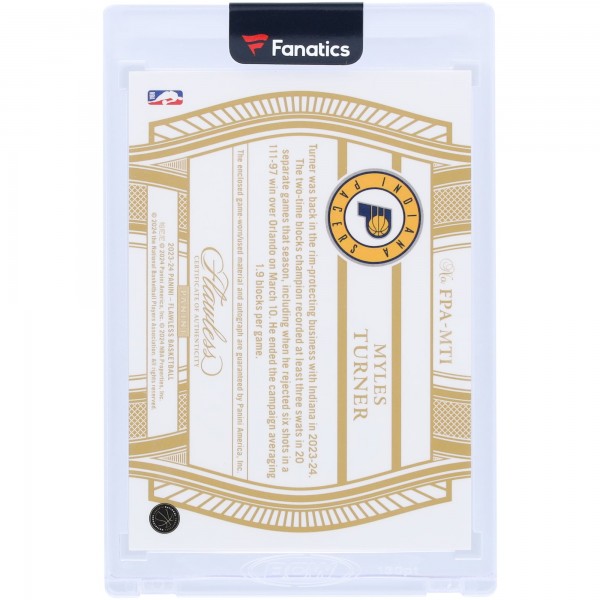 Myles Turner Indiana Pacers Autographed 2023-24 Panini Flawless Patch Tri-Color Relic #FPA-MTI #23/25 Card