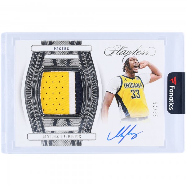 Myles Turner Indiana Pacers Autographed 2023-24 Panini Flawless Patch Tri-Color Relic #FPA-MTI #23/25 Card