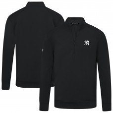 New York Yankees Levelwear Black Upright Insignia Tri-Blend Quarter-Zip Pullover