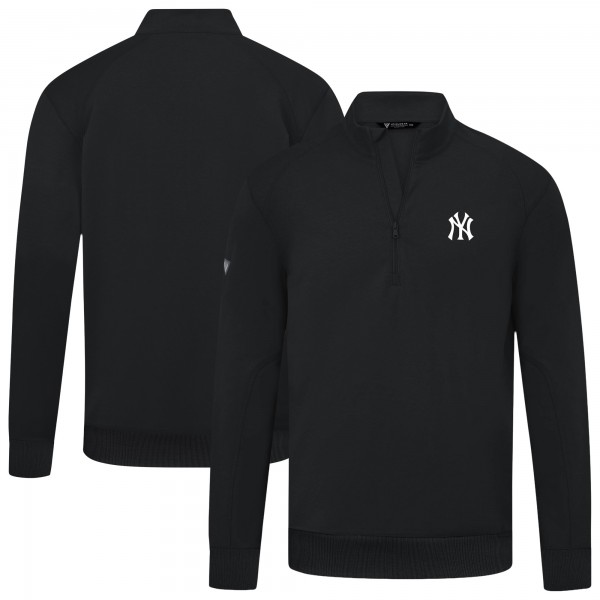 New York Yankees Levelwear Black Upright Insignia Tri-Blend Quarter-Zip Pullover