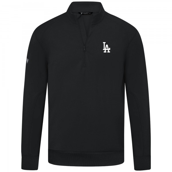 Los Angeles Dodgers Levelwear Black Upright Insignia Tri-Blend Quarter-Zip Pullover