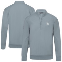 Los Angeles Dodgers Levelwear Gray Upright Insignia Tri-Blend Quarter-Zip Pullover