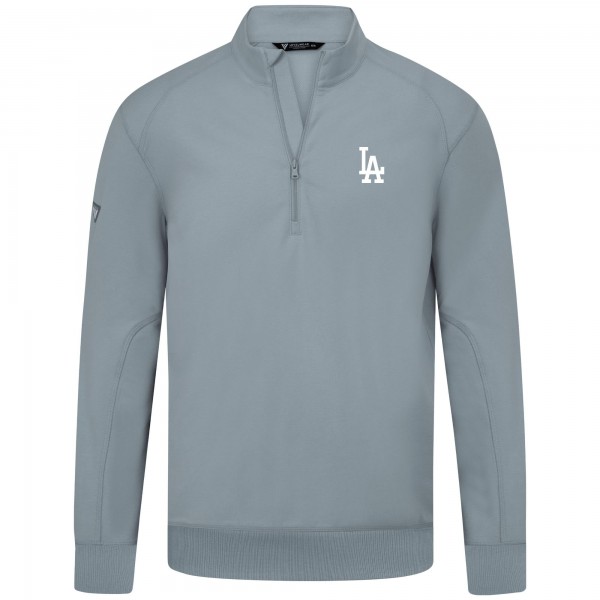 Los Angeles Dodgers Levelwear Gray Upright Insignia Tri-Blend Quarter-Zip Pullover